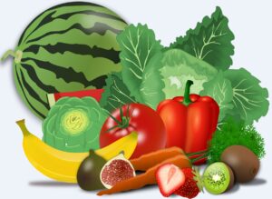εικόνα με φρούτα και λαχανικά που βοηθούν στην ανακούφιση από πονοκεφάλους και ημικρανία που αναφέρονται στον Δωρεάν οδηγό